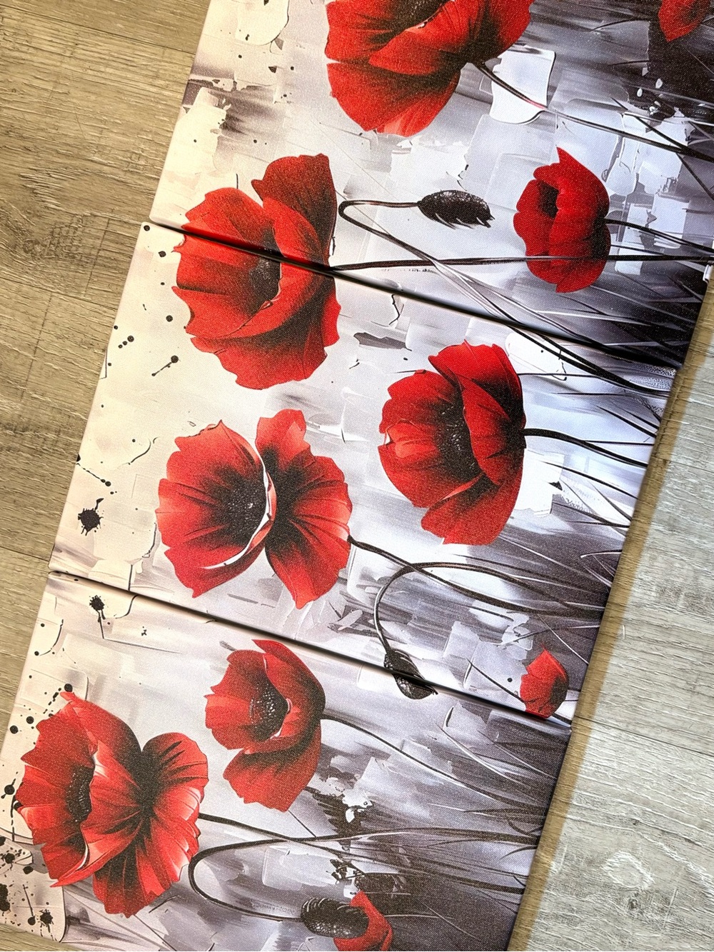 Red Poppy Triptych Wall Art Canvas 3 Piece Set